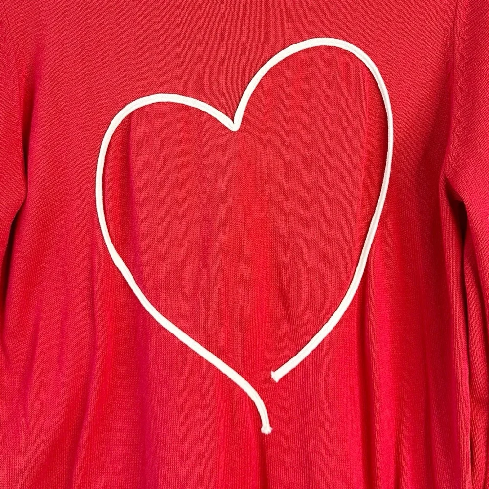 Time and Tru Red Sweater with Heart Design - Picture 2 of 4
